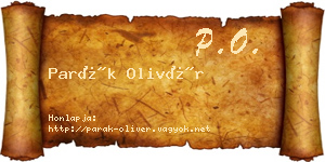 Parák Olivér névjegykártya